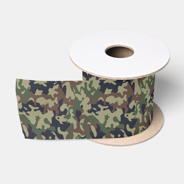 Ruban En Satin Camo sympa - Woodland Green (Bobine)