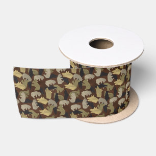 Ruban En Satin Camouflage animal Silhouette Brown