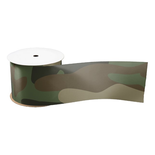 Ruban En Satin Camouflage Vert Camo Motif de l'armée (Bobine)