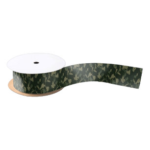 Ruban En Satin Camouflage vert foncé gris beige design Camo
