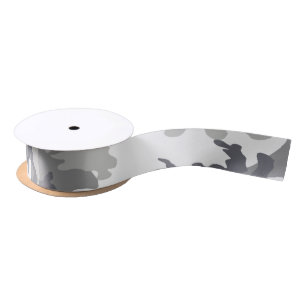 Ruban En Satin Camouflé blanc et gris militaire