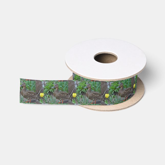 Ruban En Satin Canard avec la fleur jaune (Bobine)