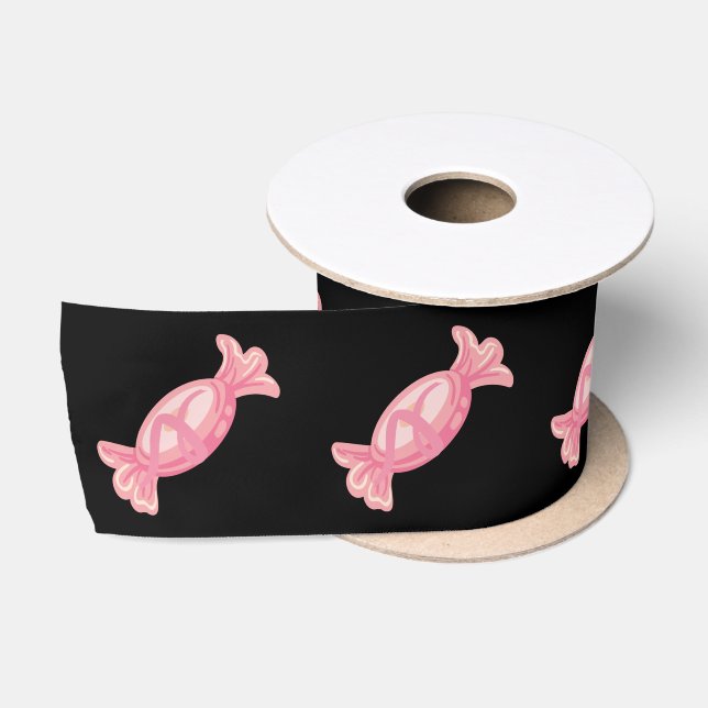 Ruban En Satin Candyland noir et rose (Bobine)