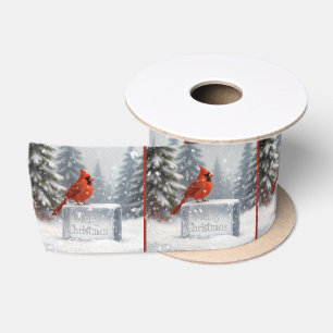 Ruban En Satin Cardinal De Noël Sur L'Édifice De Glace