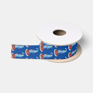 Ruban En Satin Caricature de poisson tropical guppy très chic