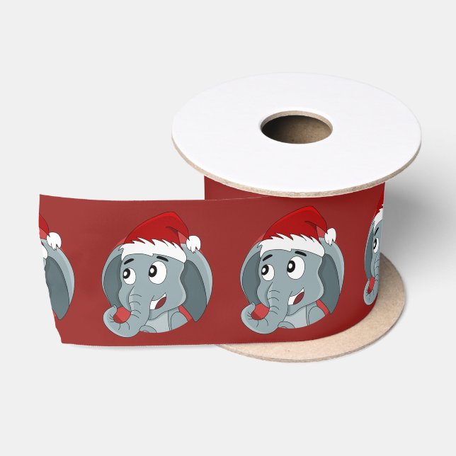 Ruban En Satin Caricature d'éléphant de Noël (Bobine)