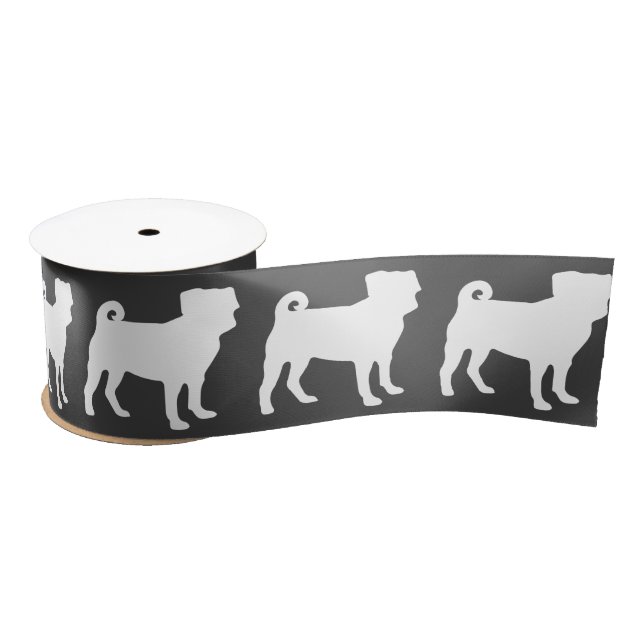 Ruban En Satin Carlin Chien Baby shower Gris Chiot Chien Neutre G (Bobine)