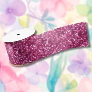 Ruban En Satin Carré de style disco rose vif pour la Saint-Valent