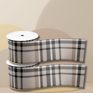 Ruban En Satin Carreaux Beige 