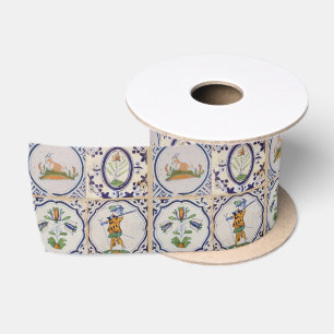 Ruban En Satin Carreaux de Delft hollandais vintage Art de la pot
