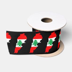 Ruban En Satin Carte du Liban avec drapeau