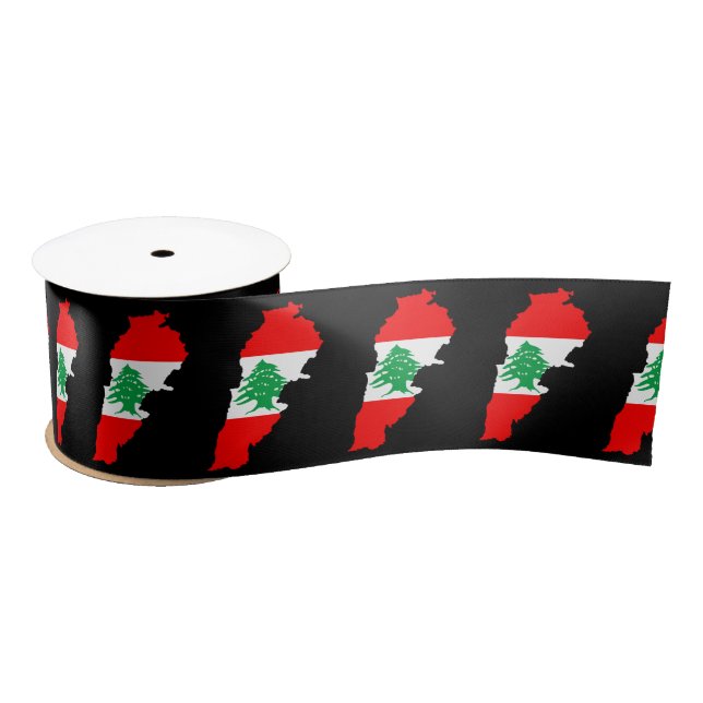 Ruban En Satin Carte du Liban avec drapeau (Bobine)