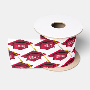 Ruban En Satin Cartes de graduation rouge avec texte de félicitat