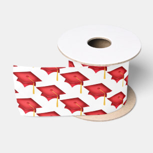 Ruban En Satin Cartes rouges de graduation sur blanc