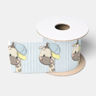 Ruban En Satin Cartoon personnalisé Baby Boy Giraffe Satin Ribbon
