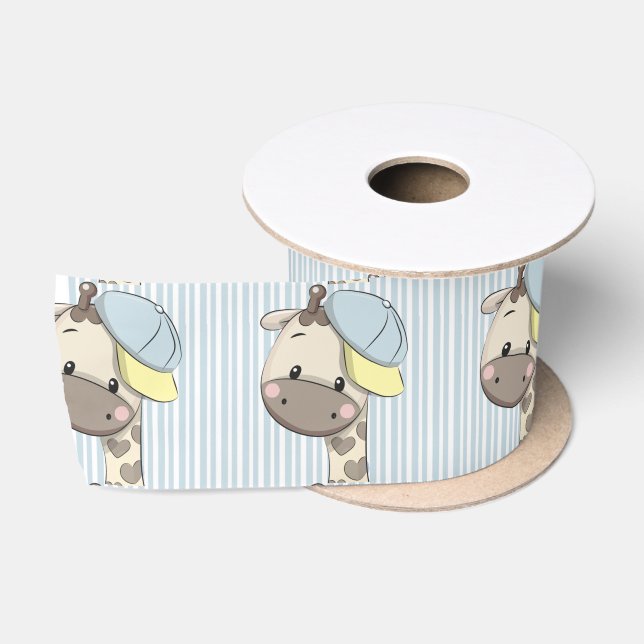 Ruban En Satin Cartoon personnalisé Baby Boy Giraffe Satin Ribbon (Bobine)