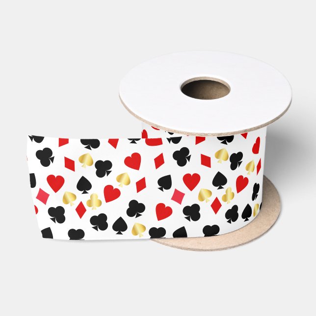Ruban En Satin Casino Red, Black et Gold Card Costume Jeu   (Bobine)