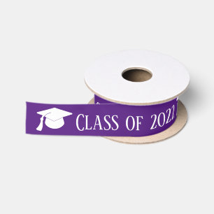 Ruban En Satin Casquette blanc   Classe de 2022 Purple