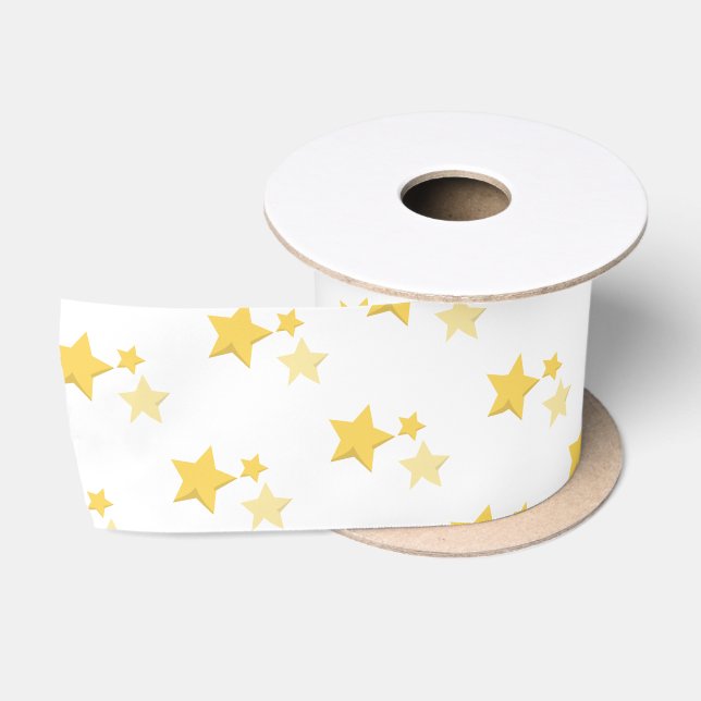 Ruban En Satin Céleste Jaune mignonne étoiles Baby shower (Bobine)