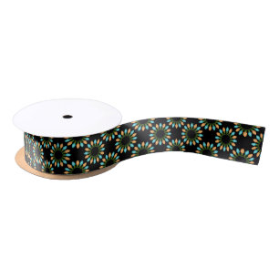 Ruban En Satin Cercles lumineux de Noël Motif orange et bleu