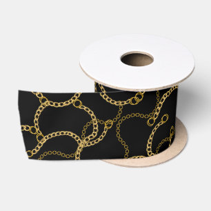 Ruban En Satin Chaîne Baroque en Or Noir Luxe