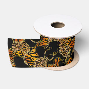 Ruban En Satin Chaînes en or Baroque Urbain Imprimé Animal