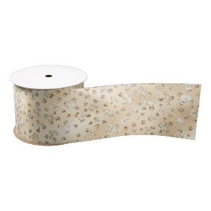 Ruban En Satin Champagne Faux Parties scintillant Cheetah Spots