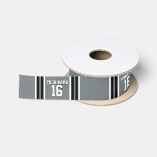 Ruban En Satin Charcoal Black Wht Team Jersey Numéro personnalisé