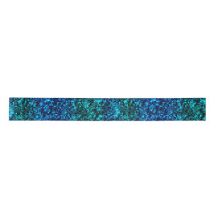 Ruban En Satin Charme Océanique Paillettes Bleues et Vertes