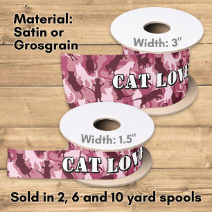Ruban En Satin Chats camouflage rose