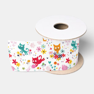 Ruban En Satin Chats mignons et amusants