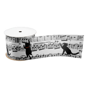 Ruban En Satin Chats Noirs Sur Musique