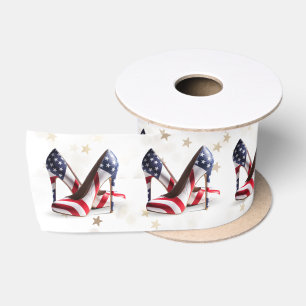 Ruban En Satin Chaussures à talons hauts drapeau américain sur le