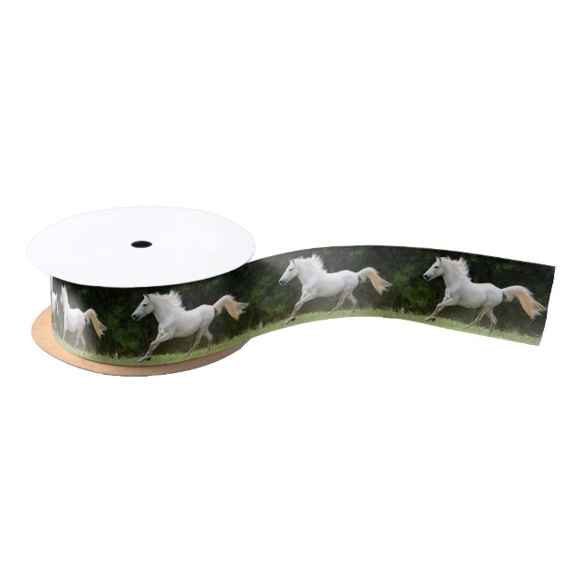 Ruban En Satin Cheval blanc galopant (Bobine)