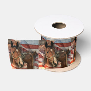Ruban En Satin Cheval Rustic Barne drapeau américain