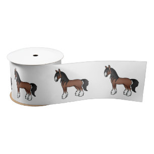 Ruban En Satin Chevaux Bruns Gypsy Vanner Clydesdale Shire Dessin