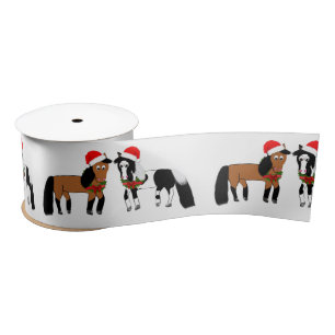 Ruban En Satin Chevaux de Noël