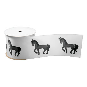 Ruban En Satin Chevaux Noirs Mignons de Dessin Animé au Petit Tro