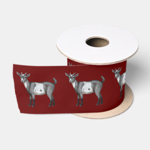 Ruban En Satin Chèvre tachetée gris mou