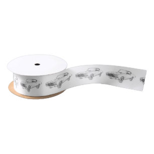 Ruban En Satin Chevy Chevelle Bowtie Muscle Car noir et blanc