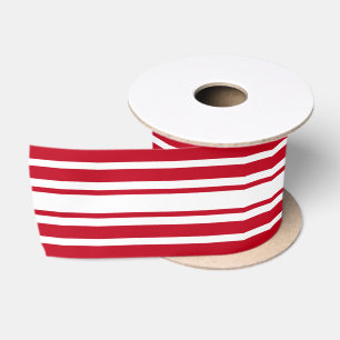 Ruban En Satin Chic rayé rouge et blanc minimal moderne élégant