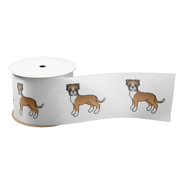 Ruban En Satin Chien caricaturé mignon à la boîte (Bobine)