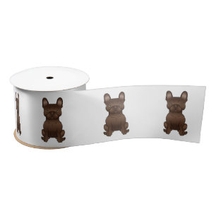 Ruban En Satin Chien de dessin animé Bouledogue français au choco
