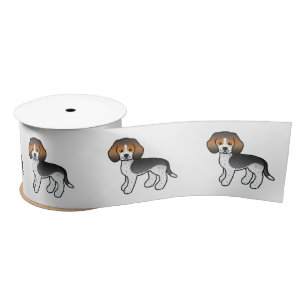 Ruban En Satin Chien de dessin animé mignon Beagle à tiques bleue