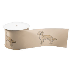 Ruban En Satin Chien de dessin animé mignon Retriever doré jaune 