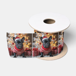 Ruban En Satin Chien-taureau français de Noël à la fourrure