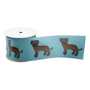 Ruban En Satin Chiens Bullmastiff Bringés de Dessin Animé Mignons