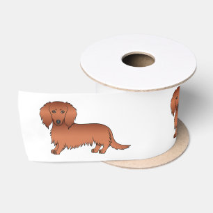 Ruban En Satin Chiens caricaturaux mignons Dachshund Red Long Hai