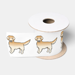 Ruban En Satin Chiens caricaturaux mignons Yellow Golden Retrieve
