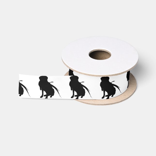 Ruban En Satin Chiens d'amour de silhouette de labrador retriever (Bobine)